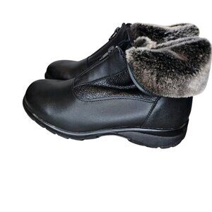 Toe Warmers Canada Womens Black Boots‎ Waterproof Faux Fur Lined Foldover Sz 9